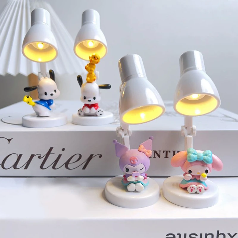 Cartoon Sanrio Kuromi Melody Pochacco Small Desktop Mini Table Lamp Night Lamp Desk Decorative For Girl Birthday Gift Lamp Diy