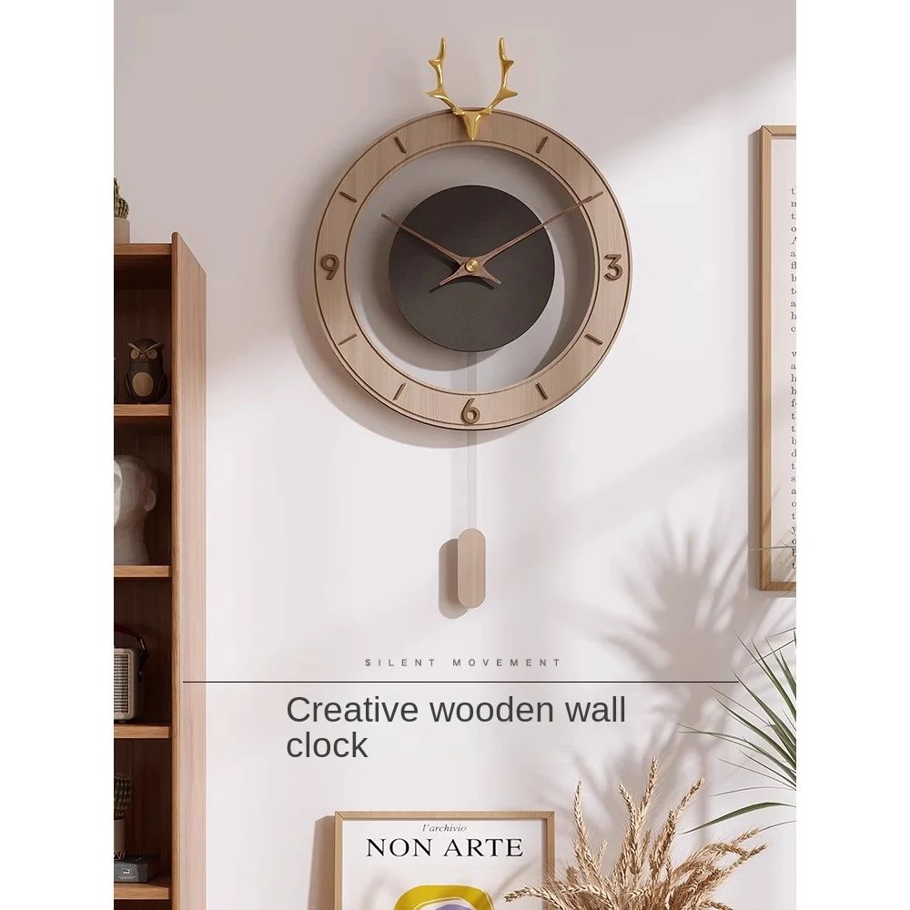 Nordic minimalist living room clock, home fashion, 2023 new internet celebrity decoration, creative deer clock, wall hangik