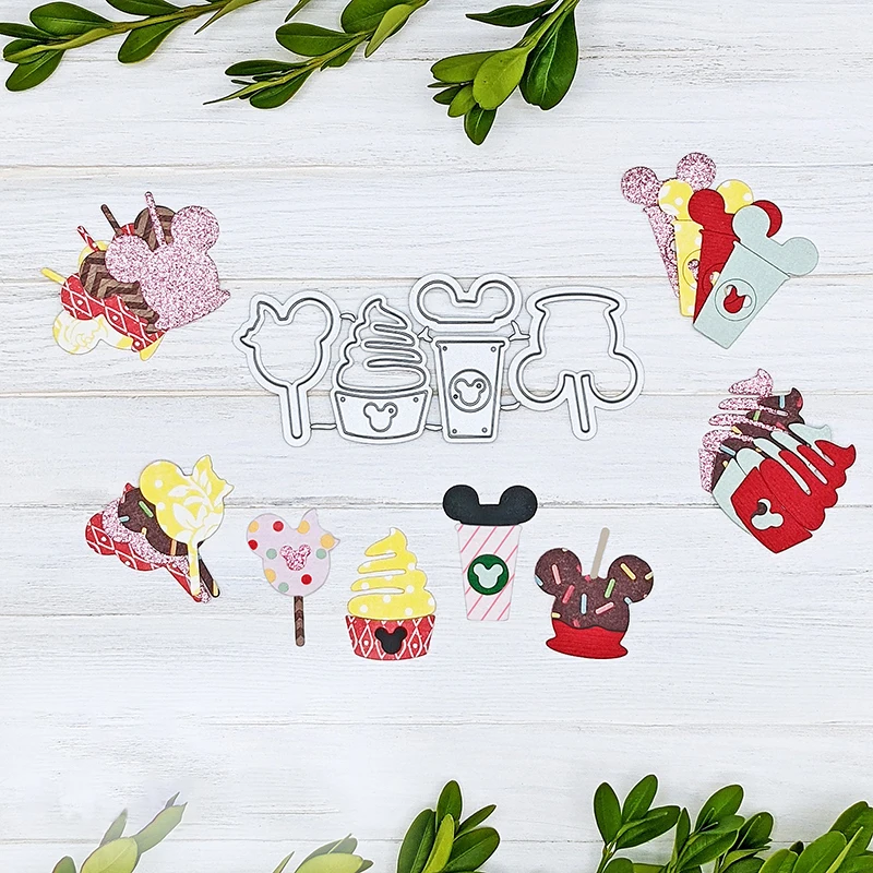 Disney Mini Snacks Metal Cutting Dies Mickey Mouse Ice Cream Die Cuts for Scrapbooking Paper Crafting Card Making New 2022