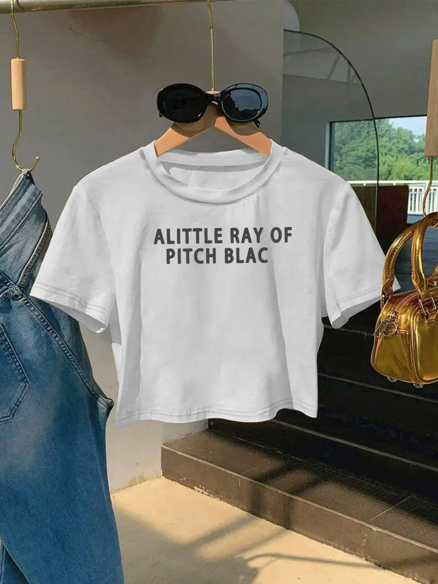 White Cropped T-Shirt with 