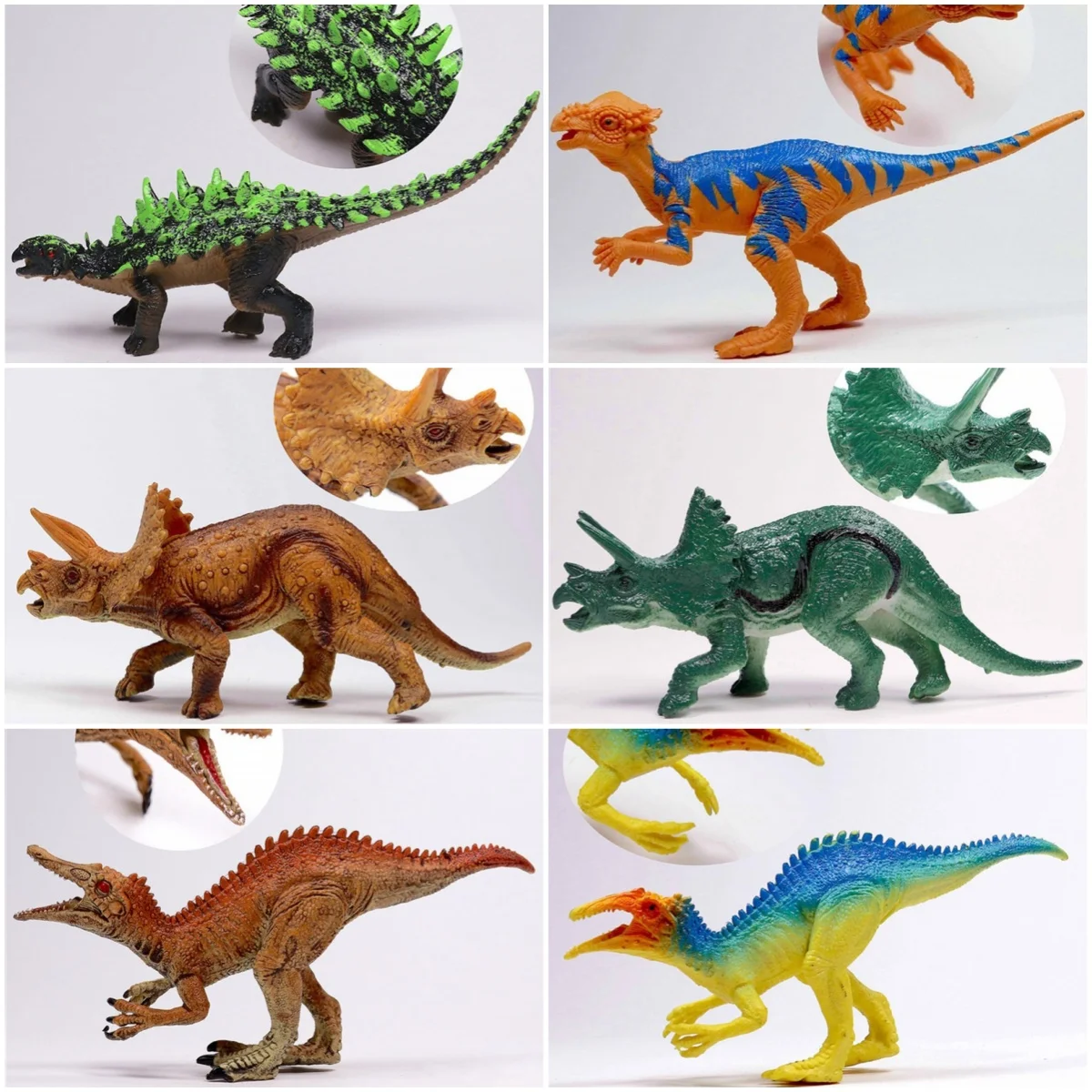 6/12PCS Different Jurassic Brachiosaurus Triceratops Pterosaur Dinosaurs Action Figures Pvc Simulation collection model toys