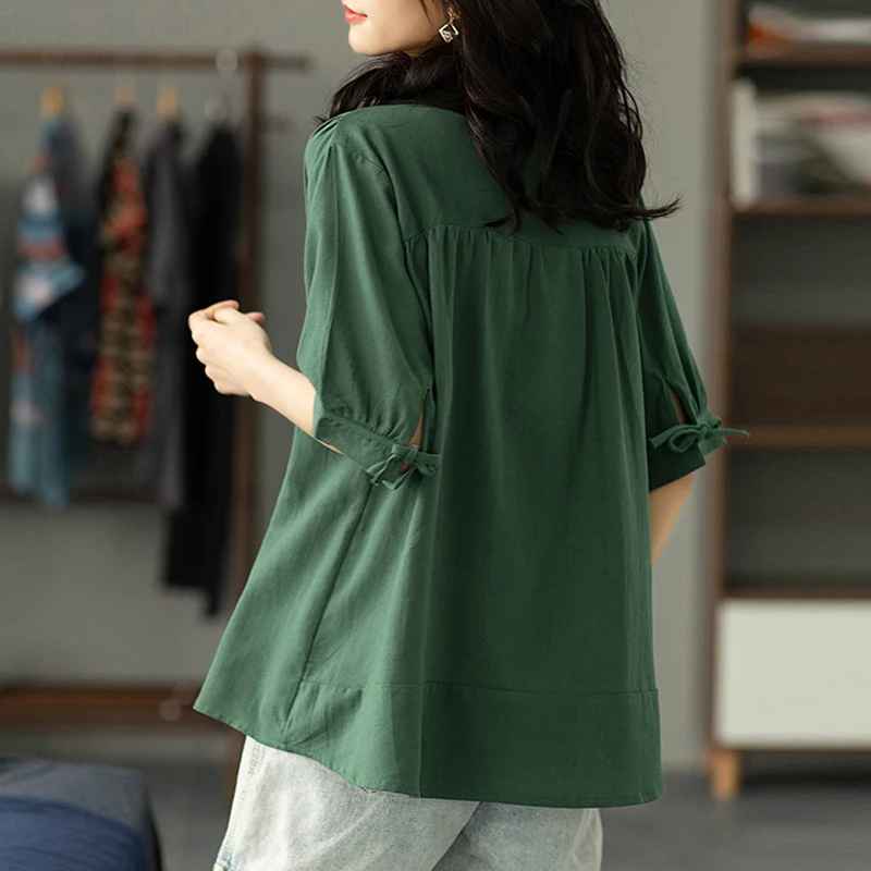 Lässige Patchwork-IRT-Großgröße für Damen, Laterne, Sve, geknöpfter Kragen, offener Cardigan, Bauch, kaschierendes Anti-Aging-Oberteil
