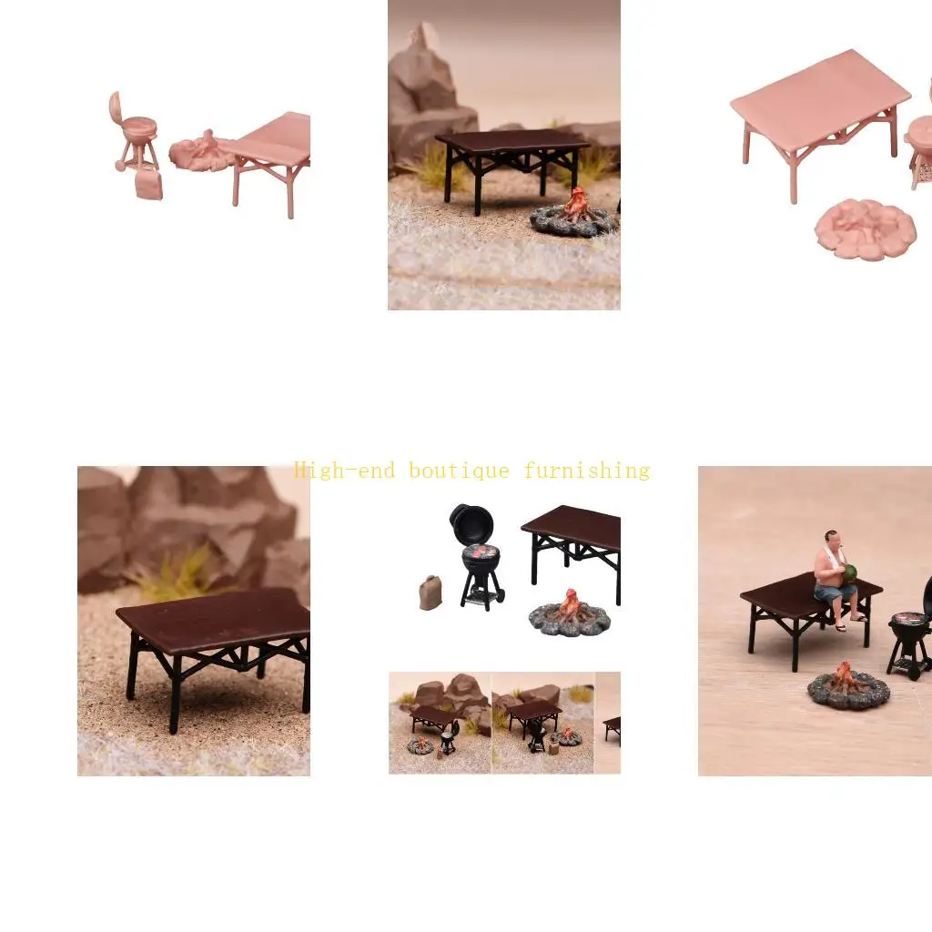 L9NB Small Scale Camping Model Collection 1/64 for Desktop Display, Collector Shelves and Photography Display Use Value