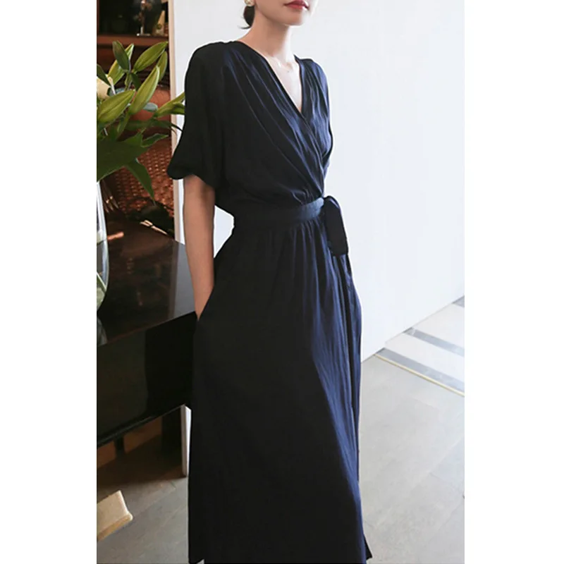 Japanese Luxury Elegant Dress 2024 Summer Dress New Temperament Dress Fashion Women\'s Wrap Dress