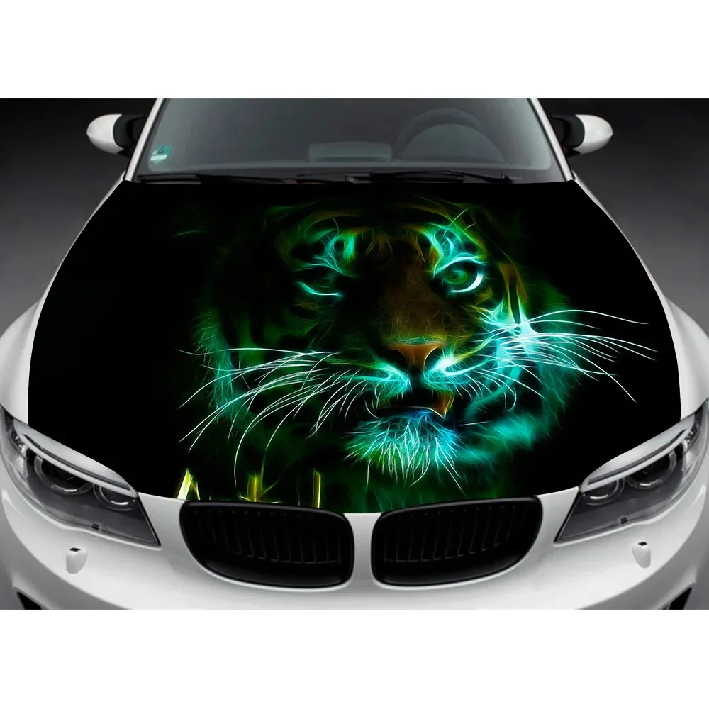 

Animals Tiger Fierce Car Hood Wrap Decal Vinyl Sticker Full Color Graphic Car Sticker Custom Size and Image Fit Any Car
