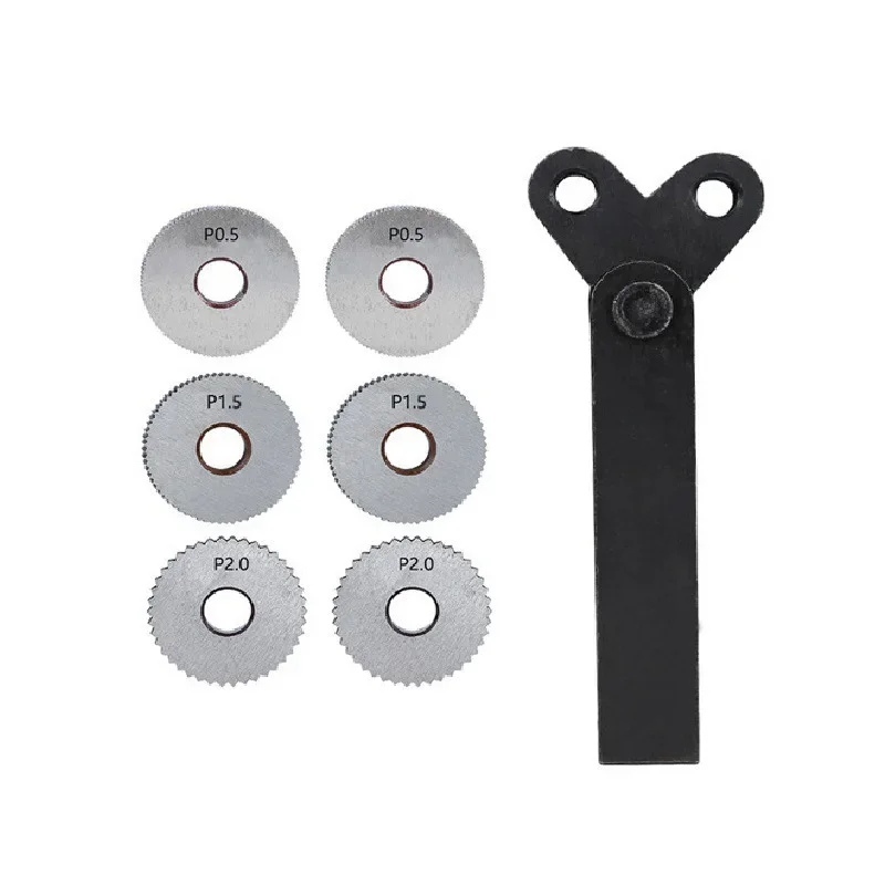 

Dual Wheel Knurling Tool Kit 7pcs Pitch 0.5mm 1mm 2mm Lathe Cutter Wheel Knurling Tool Set