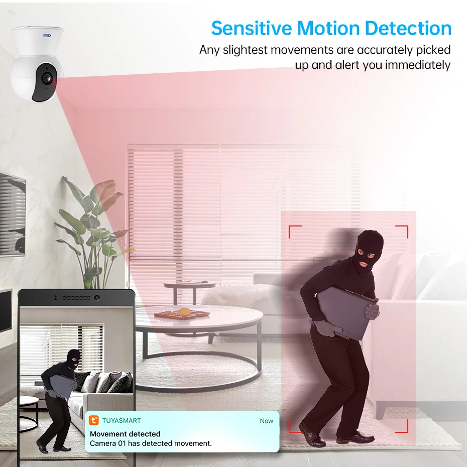 KERUI Tuya Smart Mini WiFi Kamera IP Indoor Wireless Home Security AI Human Detect Kamera monitorująca CCTV 2MP Auto Tracking