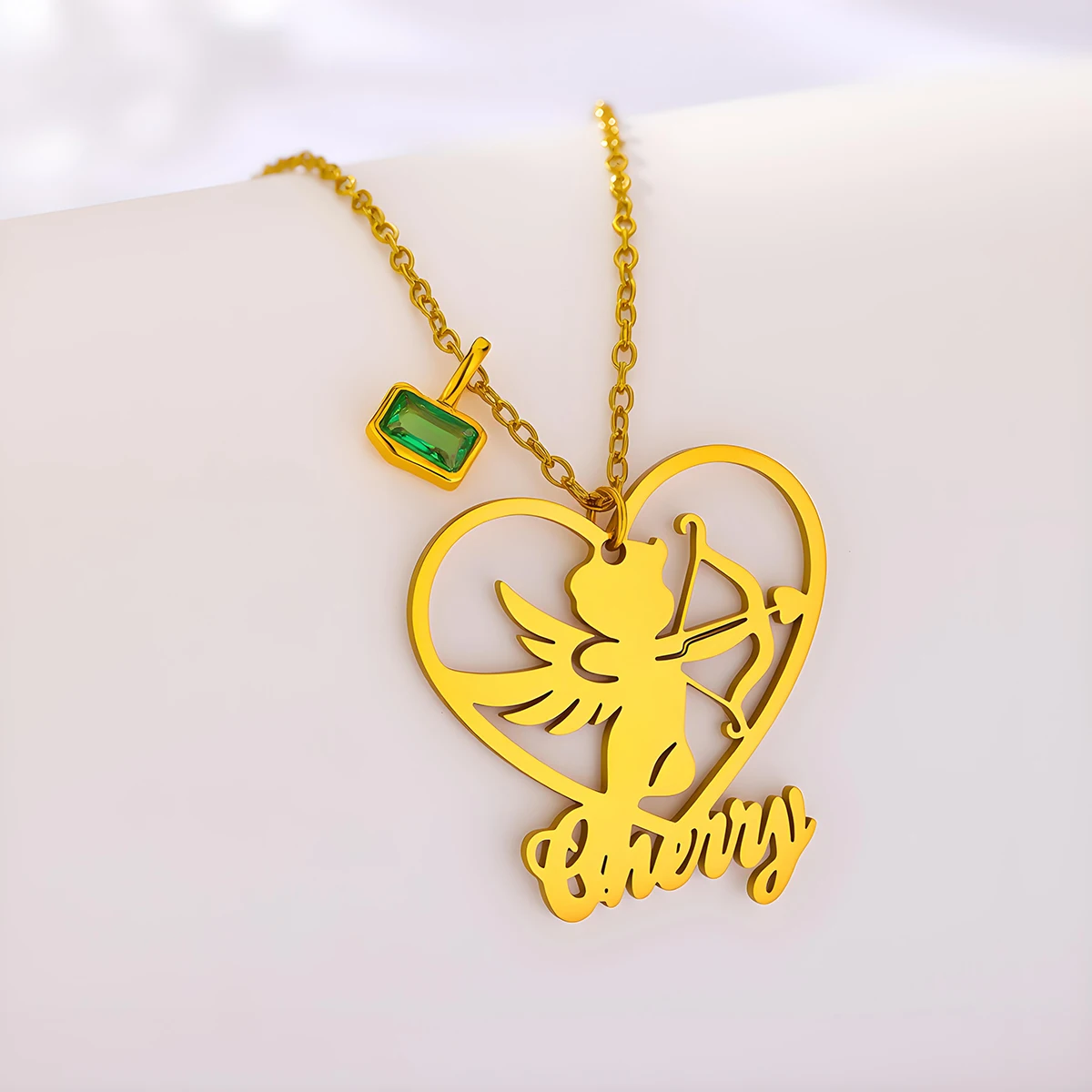 Collares con colgante de arco y flecha de Cupido con nombre personalizado de Chandler para mujer, gargantilla de cadena larga, regalo de joyería a juego para amantes románticos