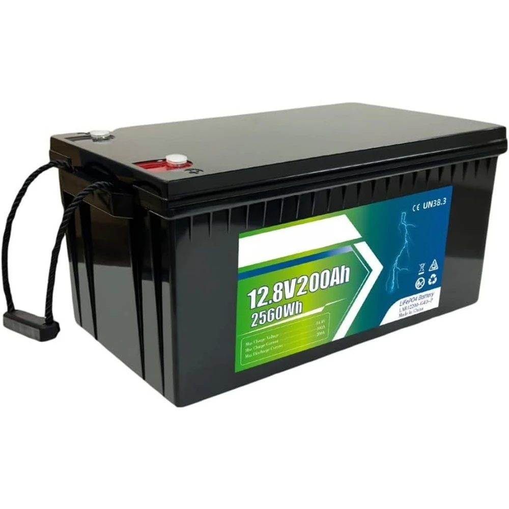 

LiFePO4 Battery 12V 200Ah, Lithium Marine Batteries 15000 Deep Cycles, Bulit in 200A BMS Protection, Perfect for RV Trailer