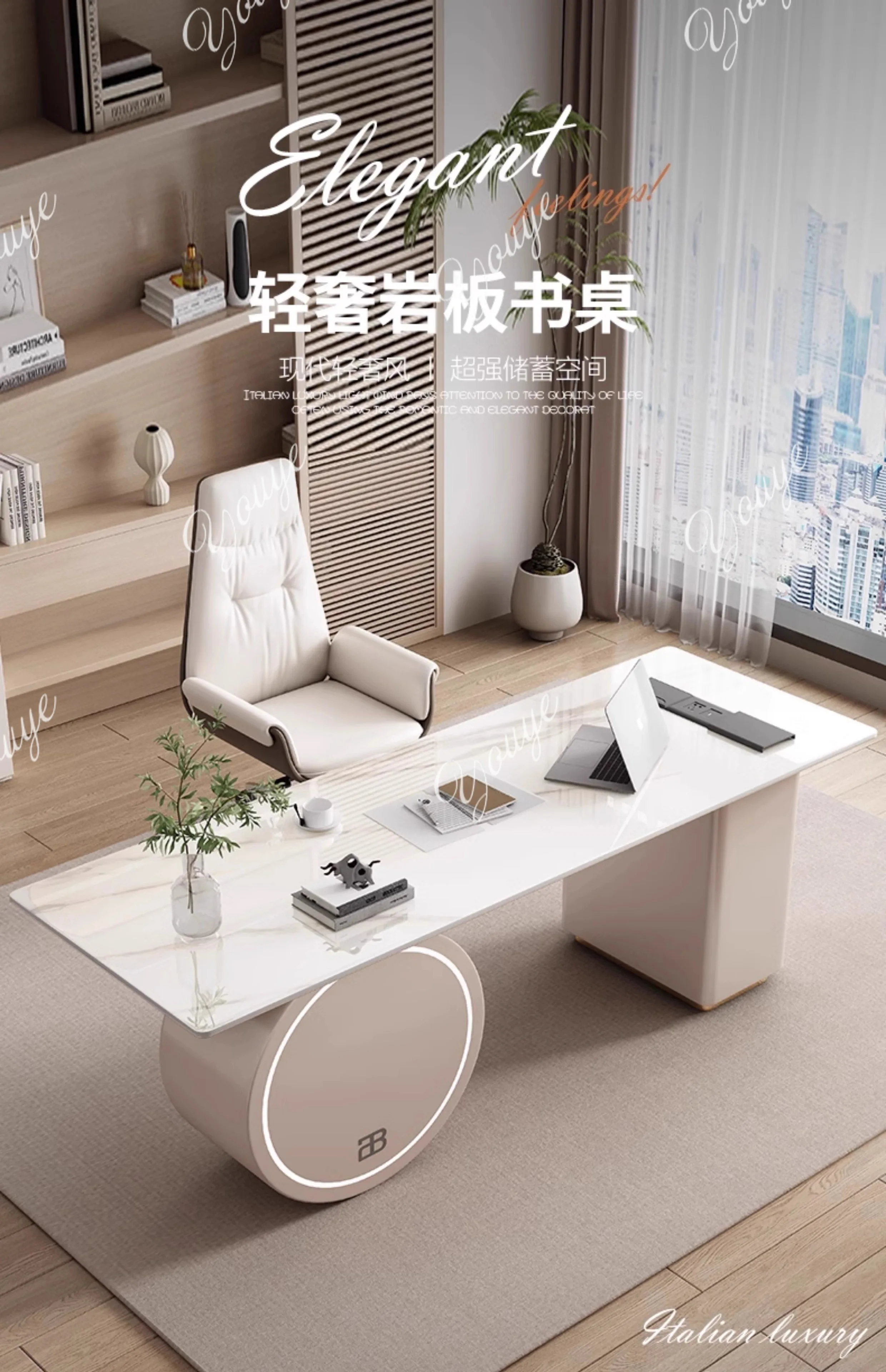이탈리아 라이트 럭셔리 록 슬랩 책상 디자이너 홈 모던 컴퓨터 책상 뷰티 살롱 상담 책상