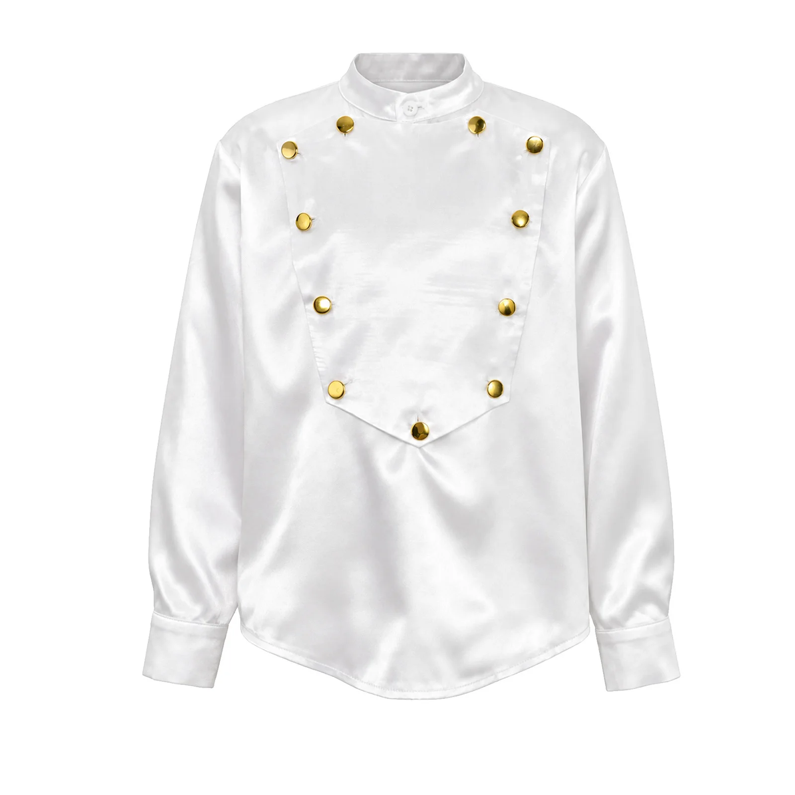 #6-16 Renaissance Shirt Medieval Costume Long Sleeve Double Breasted Satin Tops for Halloween Role-playing Party Jacket Blazer