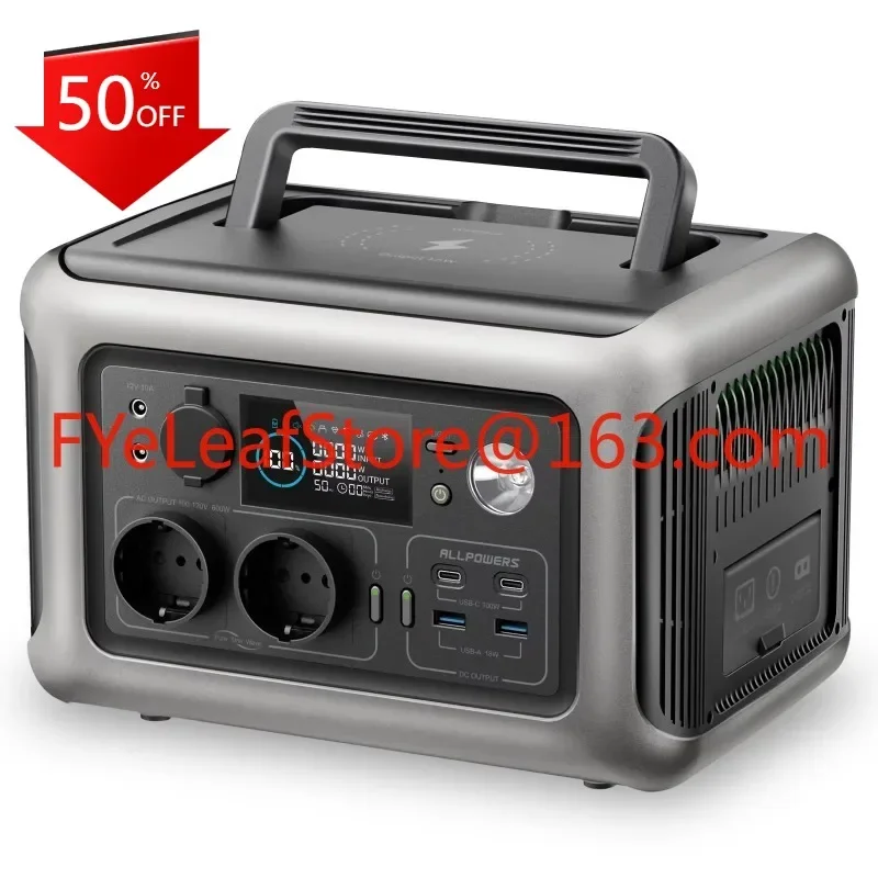 Portable Power Station R600, 299Wh LiFeP04 Battery with 2x 600W (1200W Surge) AC Outlets for Outdoor Camping RV Home