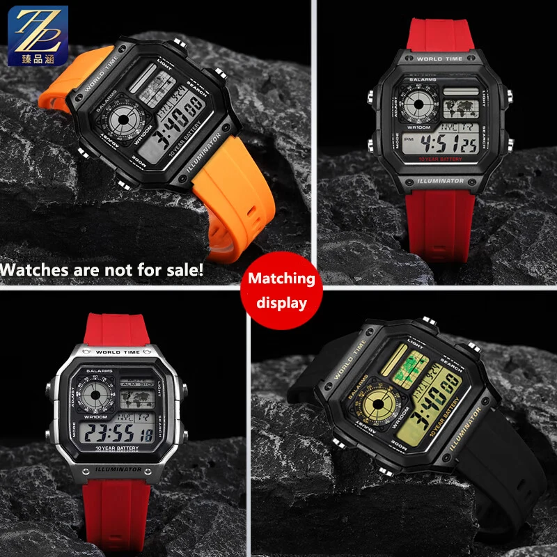 Pulseira de silicone convexa de liberação rápida de 18mm para relógio casio AE-1200WH/1300 a158w a159/a169w sgw400 AQ-150W pulseira de silicone de resina