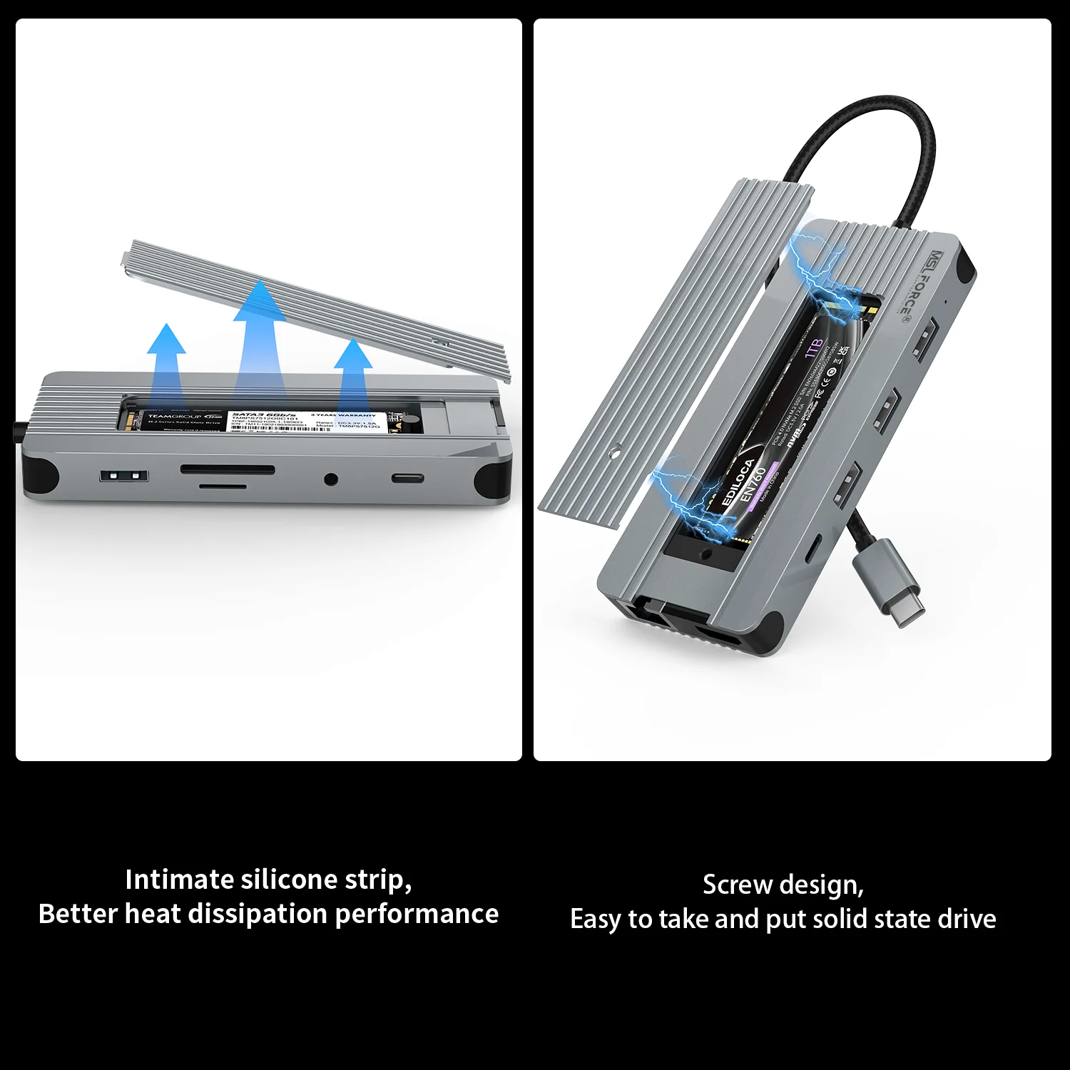 Imagem -04 - Gabinete tipo c Docking Station Adaptador Ethernet Rj45 Hdmi Nvme Usb para Macbook Air Switch Thunderbolt pc Portátil Dell M.2 Ssd