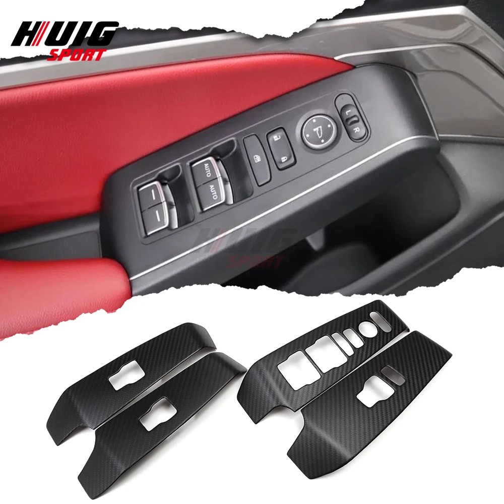 

Carbon Fiber Car Inner Door Control Window Lift Swtich Button Cover Trim Accessories For Acura Integra Type S A-Spec 2022-2025