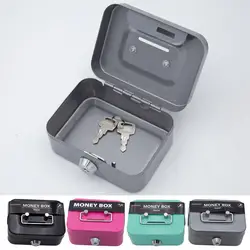 portable Money Lock Box Metal Cash Box Key Lock Money Bank Mini Safe Lock Box Metal Coin Bank Portable Sturdy For Daily Save