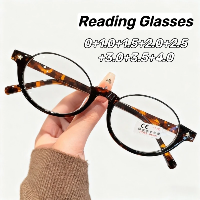 

Men's and Women's Retro Round-Frame Presbyopia Glasses Blue Light Blocking Vintage Metal Half Frames Reading Glasses 0 To +4.0