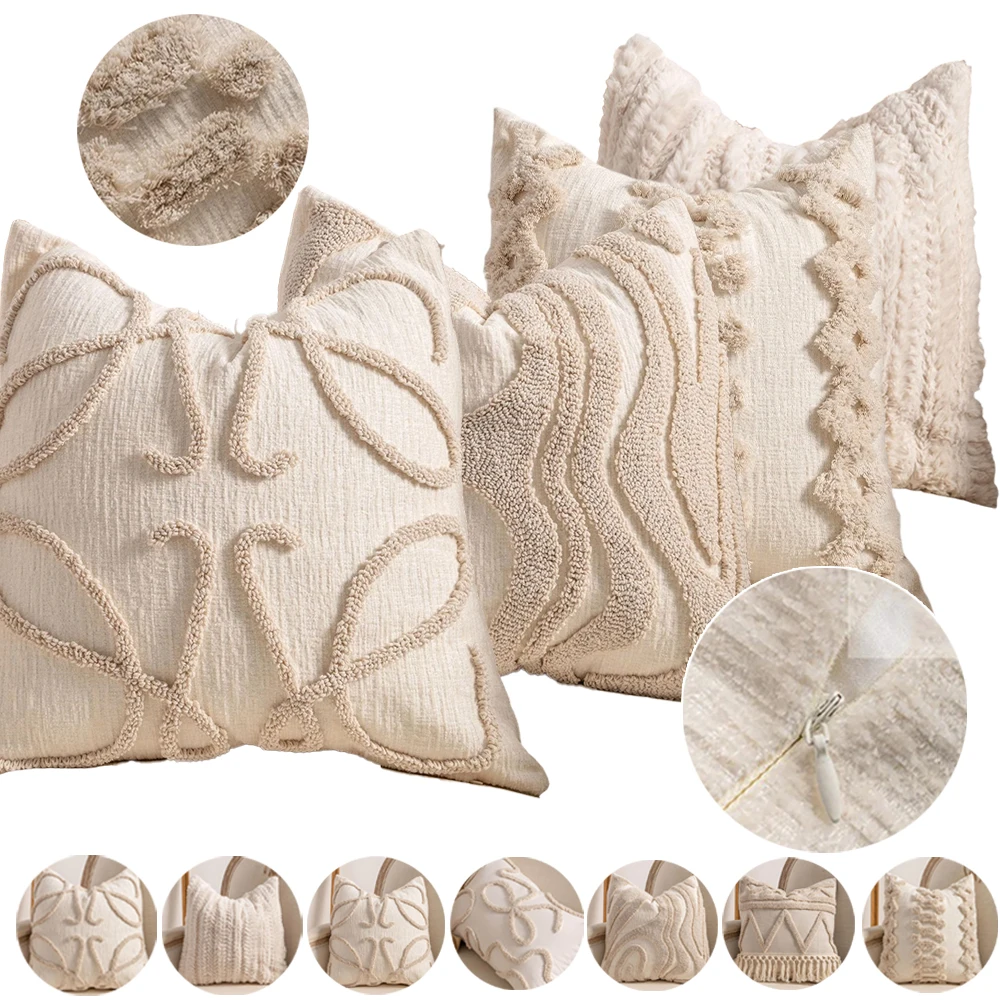 

45x45 Boho Decorative Throw Pillow Cover with Tassel Geometric Lines Cushion Covers for Living Room Hotel Decor Funda Cojines