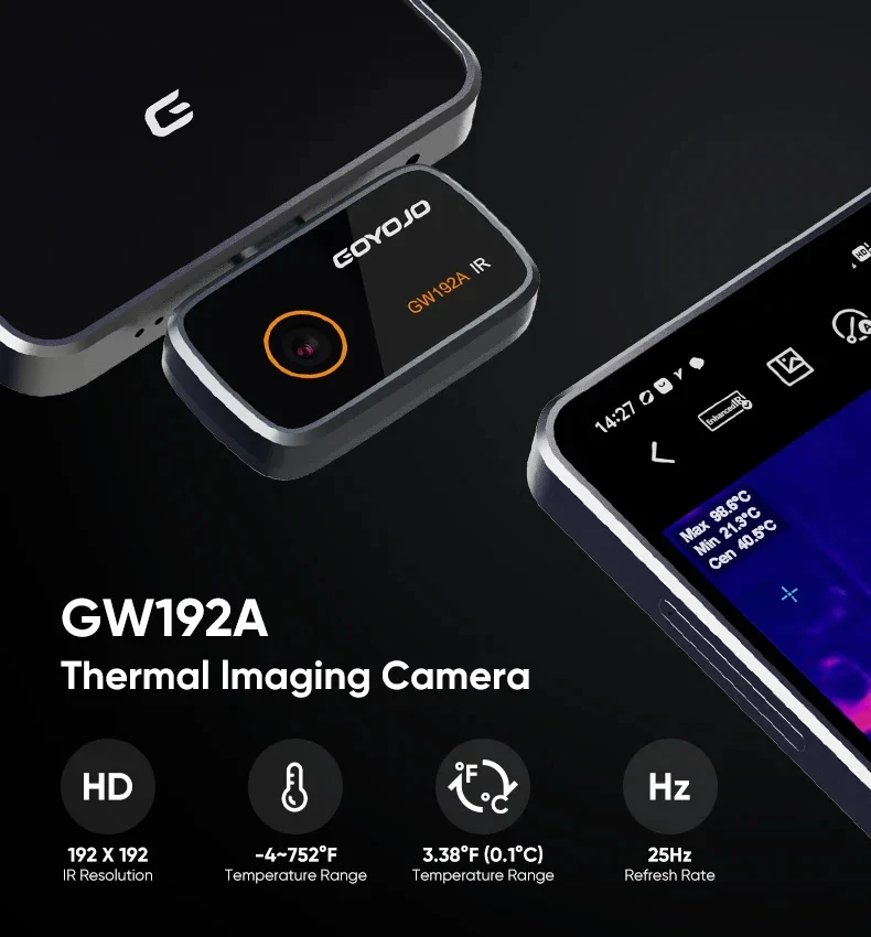 GOYOJO サーマルイメージングカメラ iPhone & Android 携帯電話用赤外線サーマルイメージャ検査修理サーモグラフィカメラ GW192A