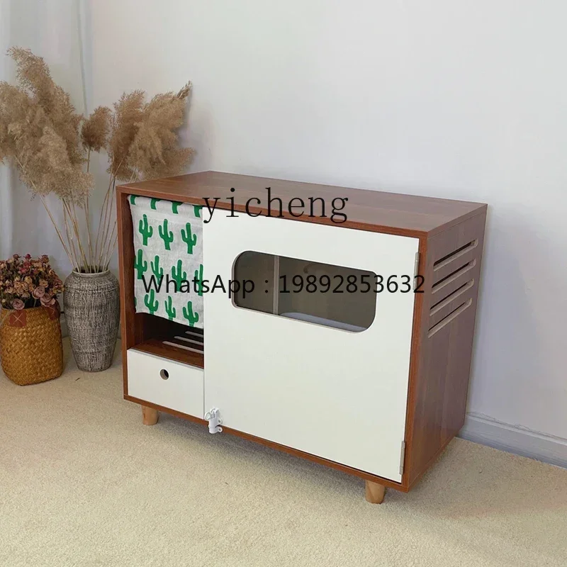 gz- Litter Box Cabinet Closed Odor-Proof Cat Litter Storage Cabinet Leak-Proof