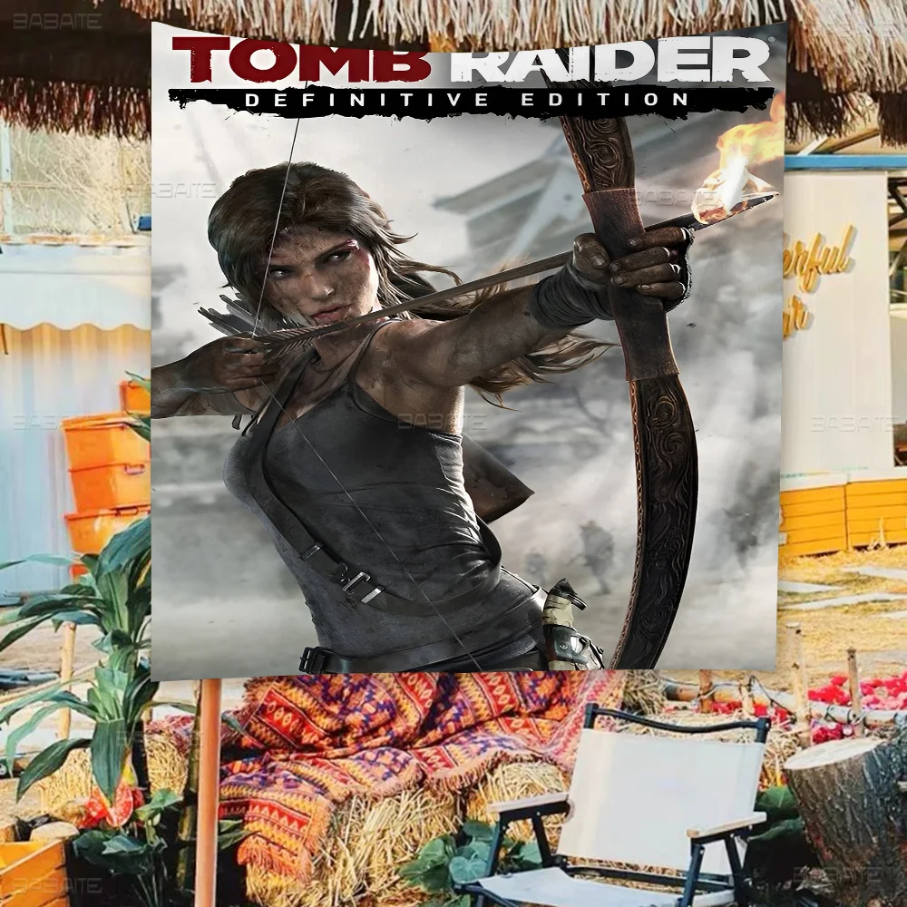 Tomb Raider Retro Flags Multiple Choice Living Studio Booth Interior Decoration Banner