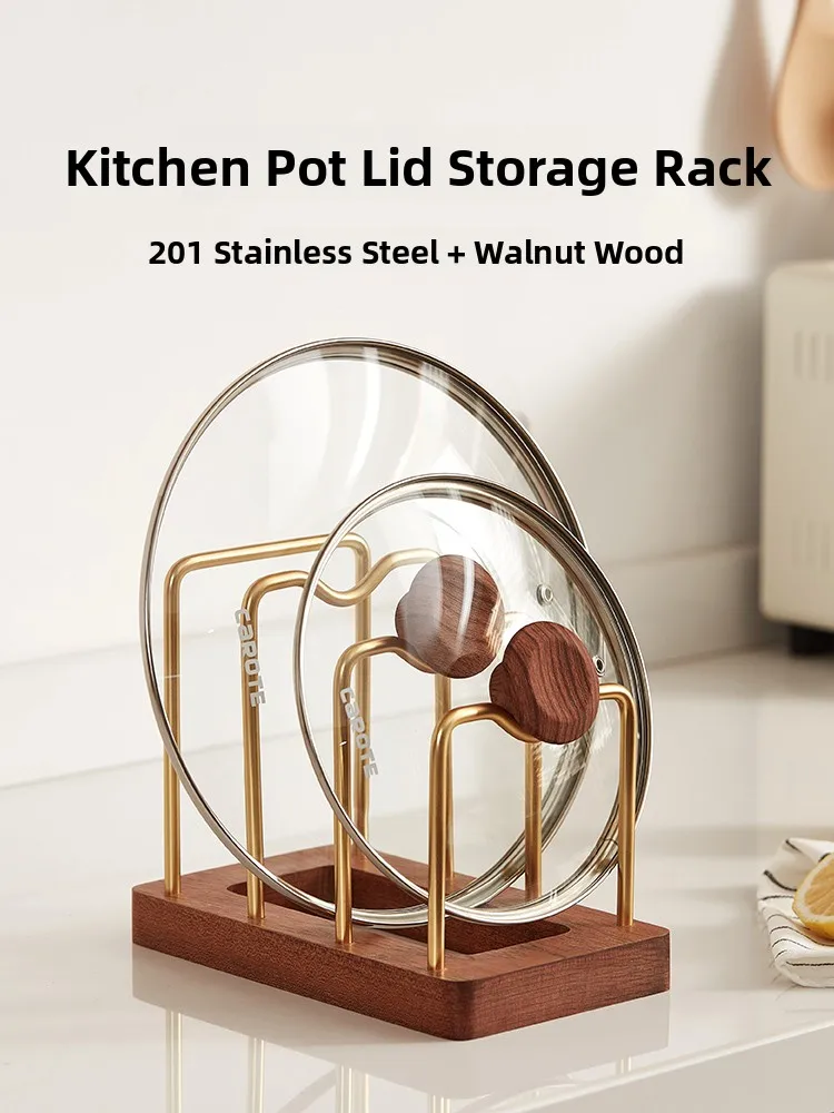 

Wood Pot Lid Holder Kitchen Storage Ra Cutting Board Knife Tool Organizer Stand Home Countertop Cutting Board Holder
