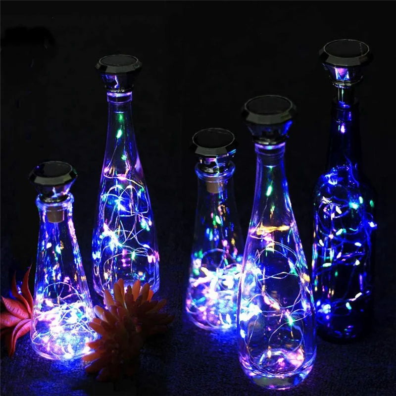 Solar Wine Bottle Cork Lights 2M 20Leds Copper Wire Fairy String Lights for Wedding New Year Party Vase Garland Decor,B