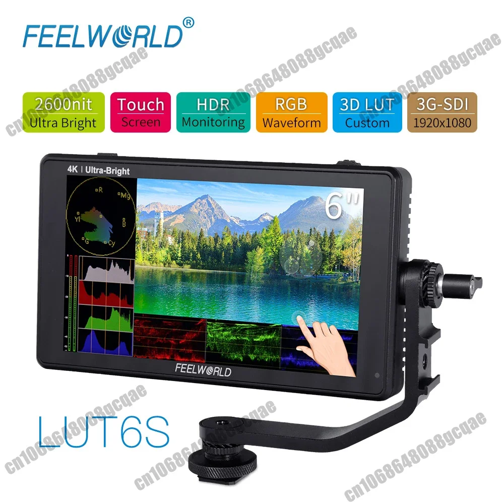 FEELWORLD LUT6S 6 Inch 2600nits 3D LUT Touch Screen on Camera Field DSLR Monitor with HDR Waveform for Stabilizer Youtube