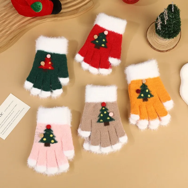Anime Cute Christmas Gloves for Boys Girls Cartoon Fashion Touchscreen Split Finger Gloves Children Winter Outdoor Warm Mittens