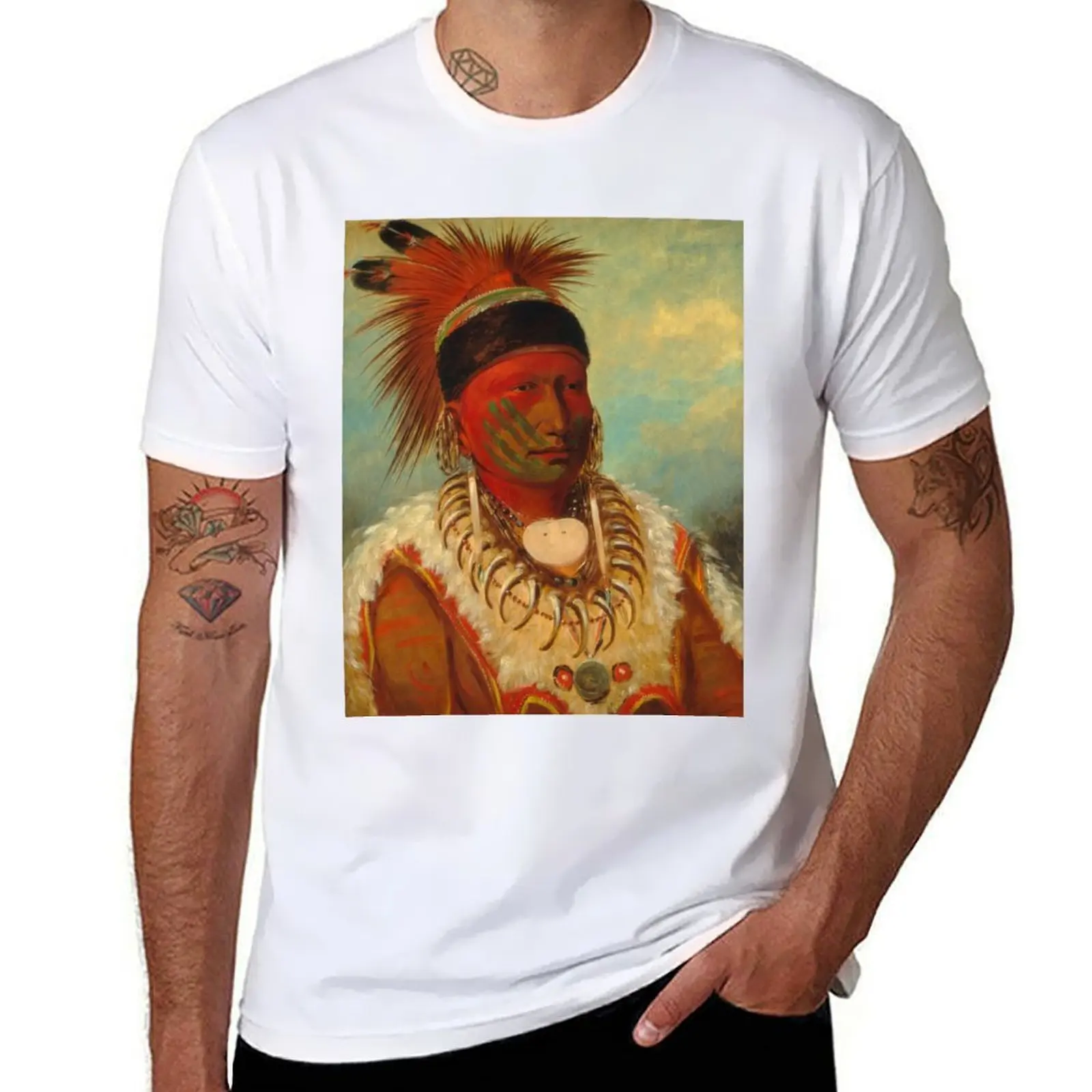 

The White Cloud, Head Chief of the Iowas by George Catlin T-Shirt t shirt man cotton man tshirt T-Shirt