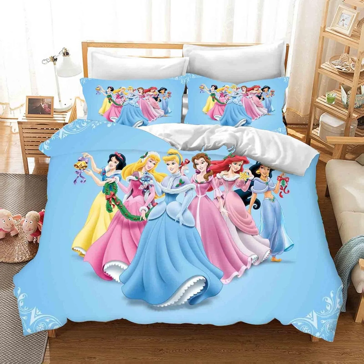 Aladdin Jasmine Princess Duvet Cover For Girls,Disney Animated film Bedding Sets,Princess Quilt Cover For Children Cute Gifts