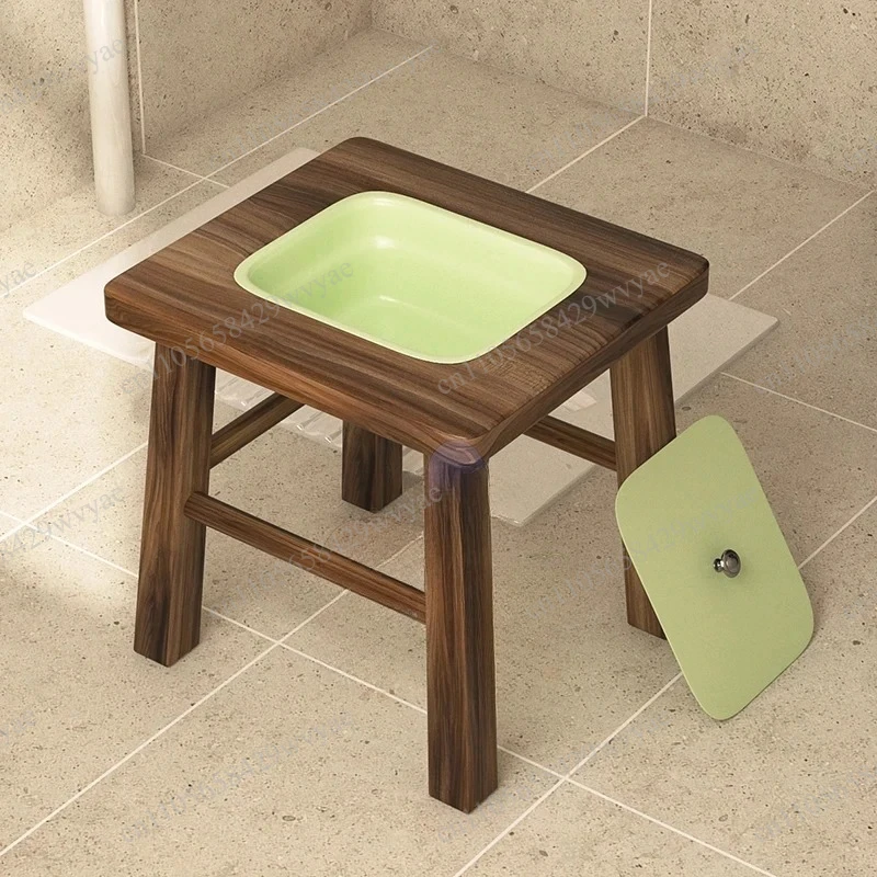 Reinforced Household Toilet Stool, Carbonized Solid Wood Bathroom Chair for Elderly & Pregnant Women Daily Use image 4