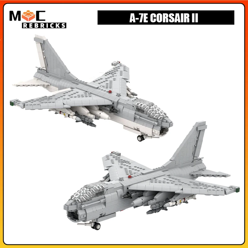 American Light Battle Aircraft A-7E CORSAIR II Air Force Military Fighter MOC Building Blocks Assembly Model Puzzle Bricks Toys