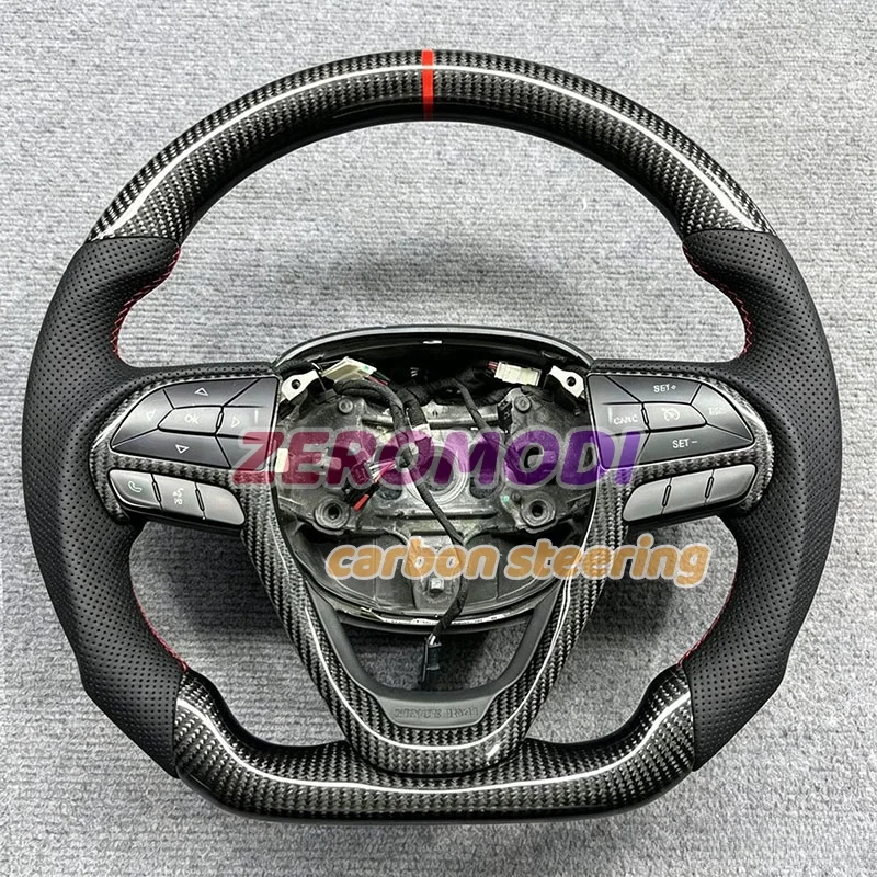 D-Shape Real Carbon Fiber Steering Wheel with Perforated Leather For Jeep Cherokee 2014-2023 Sport Custom Car Steering Wheel