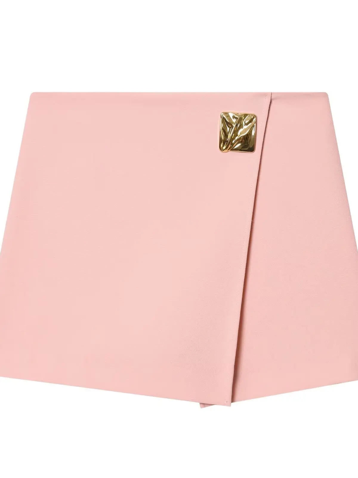 High Waist A-Line  Skirt Asymmetric Metal Decoration Slimming Women's Summer Fashion Polyester Fiber No Ironing Required