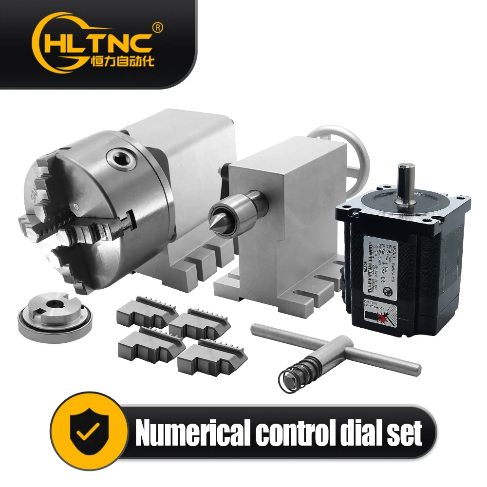 Almacén en el extranjero Ru ES Nema 34 Motor paso a paso de circuito cerrado (4:1) K12-100mm Portabrocas de 4 mordazas un eje giratorio Aixs + contrapunto para enrutador
