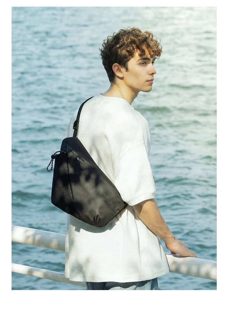 TANGCOOL Herren wasserdichte Sling-Brusttasche mit mehreren Taschen, Umhängetasche mit magnetischer Schnalle für den täglichen Gebrauch im Freien auf Reisen – Detail 5