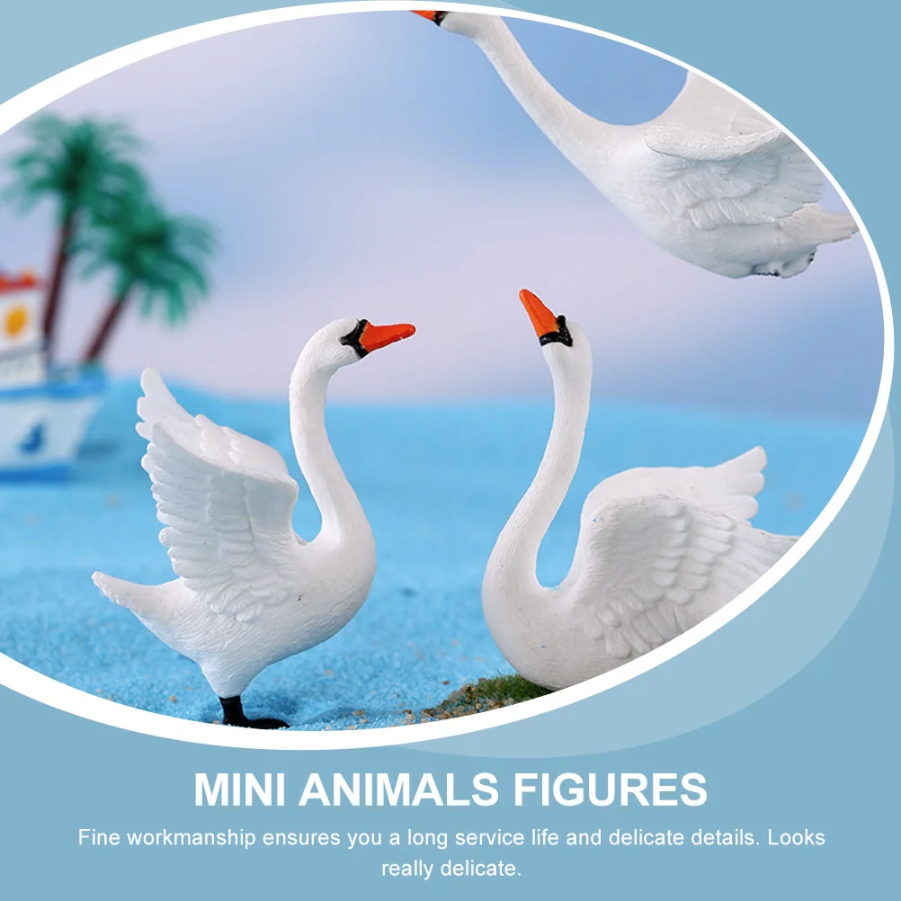 

4pcs Mini Swan Decoration Ornaments Realistic Figurines Crafts Plastic Tiny Animals DIY Accessories Micro Landscaping Home