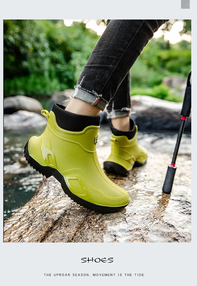 Unisex Kurze Regenstiefel Rutschfest Verstärktes PVC-Material Runde Zehenkappe Knöchelhoch Paarstiefel für Frühling und Sommer Wasserschuhe – Detail 28