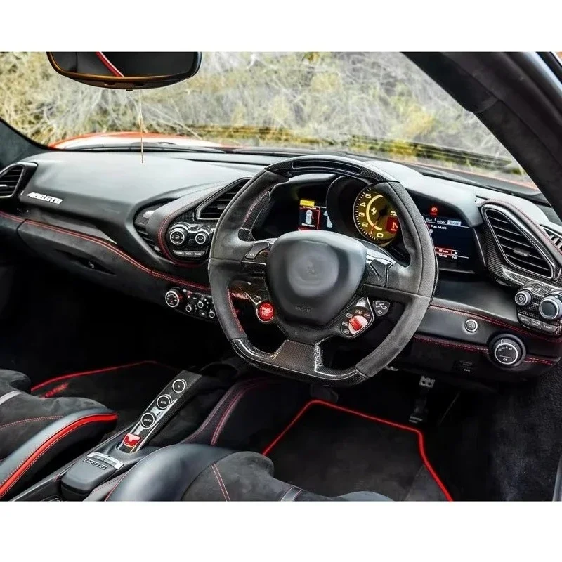 Für Rechtslenker 488 GTB Spider RHD Auto Dry Carbon Fiber Center Konsole Schalter Basis Abdeckung Innen Kits Zierleisten