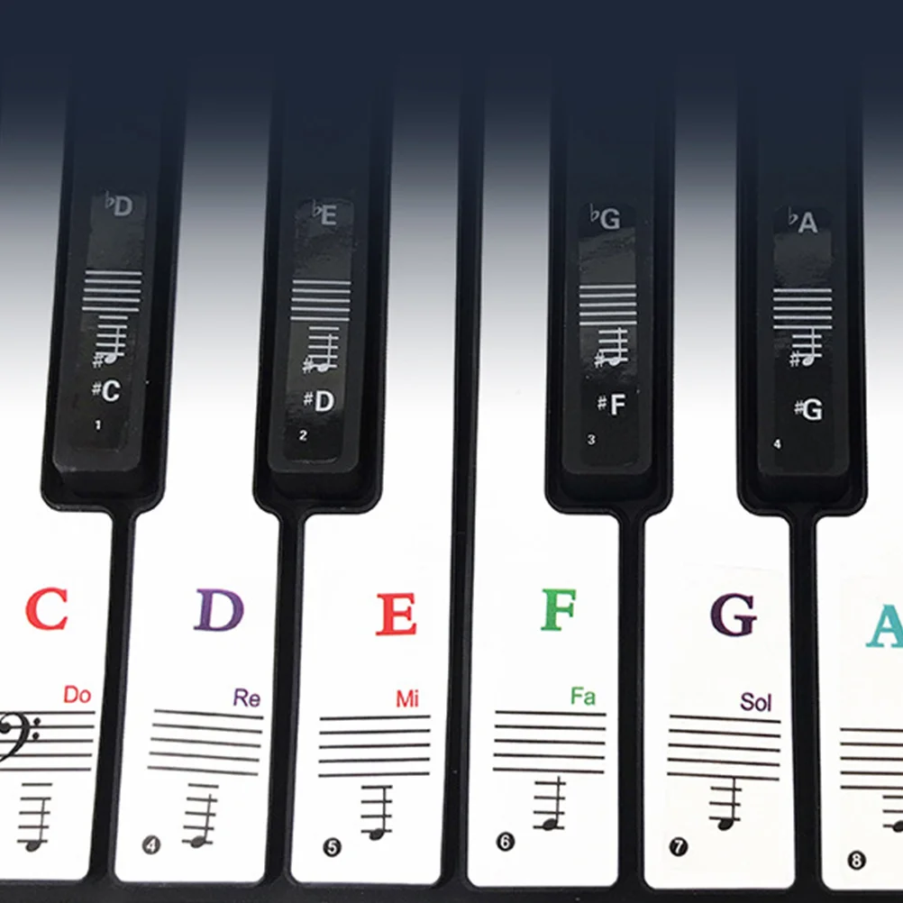 

2 Sets Piano Keyboard Stickers 88/61/54/49 Keys Self-Adhesive Wear-Resistant For Beginners Learning Piano Music Instrument