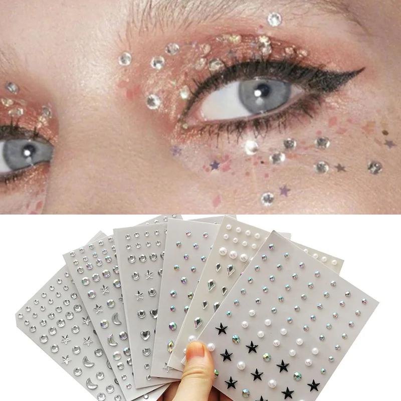 3D Makeup Diamond Face Jewels Glitter Eyeliner Face Jewelry DIY Sticker Temporary Tattoo Body Decoration Tools Rhinestone Pearl