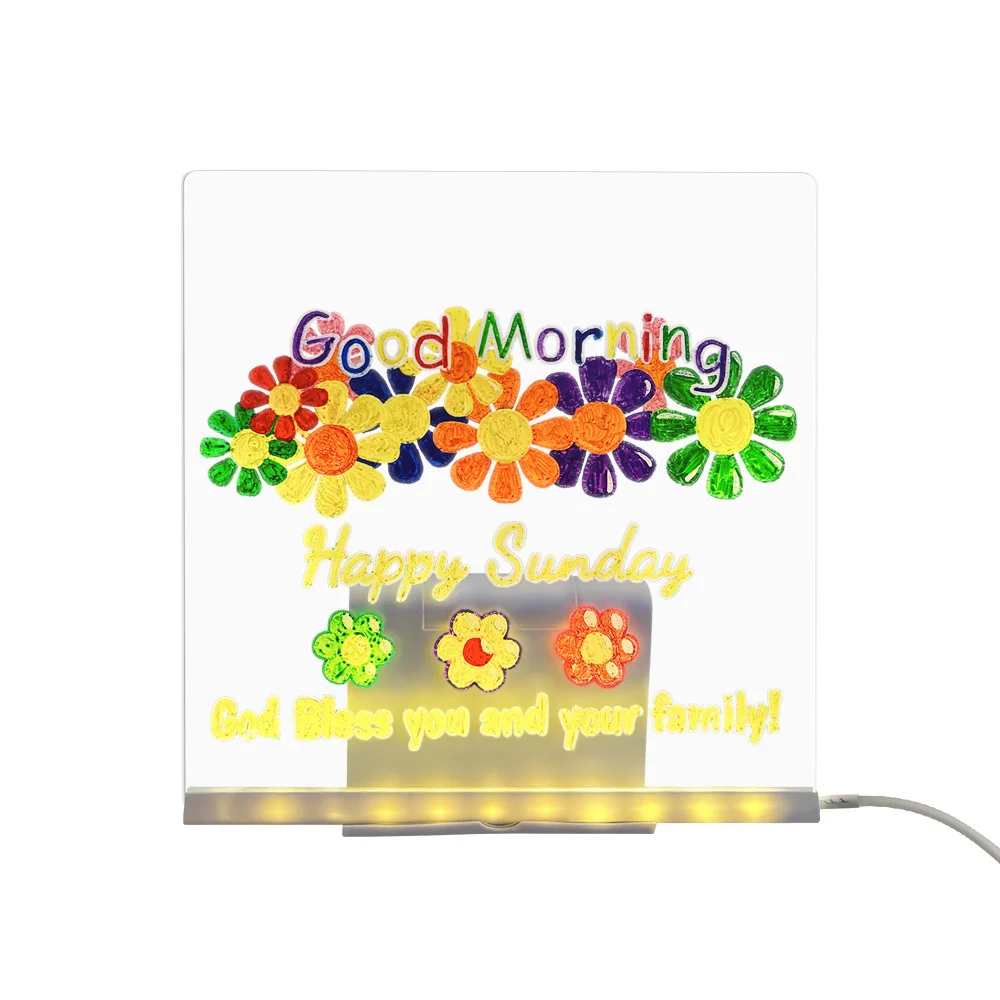

USB interface high transparency night light, dual function of acrylic board and erasable drawing board