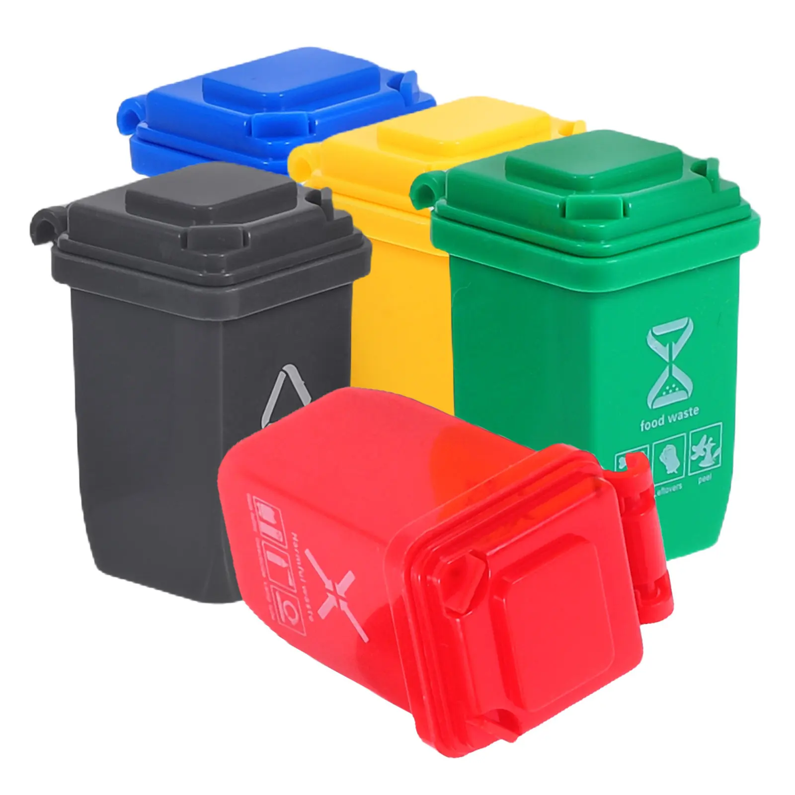 

5Pcs Mini Garbage Cans Smooth Surface Mini House Supplies Sand Table Trash Can Decorative Waste Bin Miniature Waste Bin