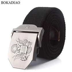 BOKADIAO Men&Women Military Canvas Belt Luxury US President Metal Buckle Jeans Belt Army Tactical Belts for Men Waistband Strap