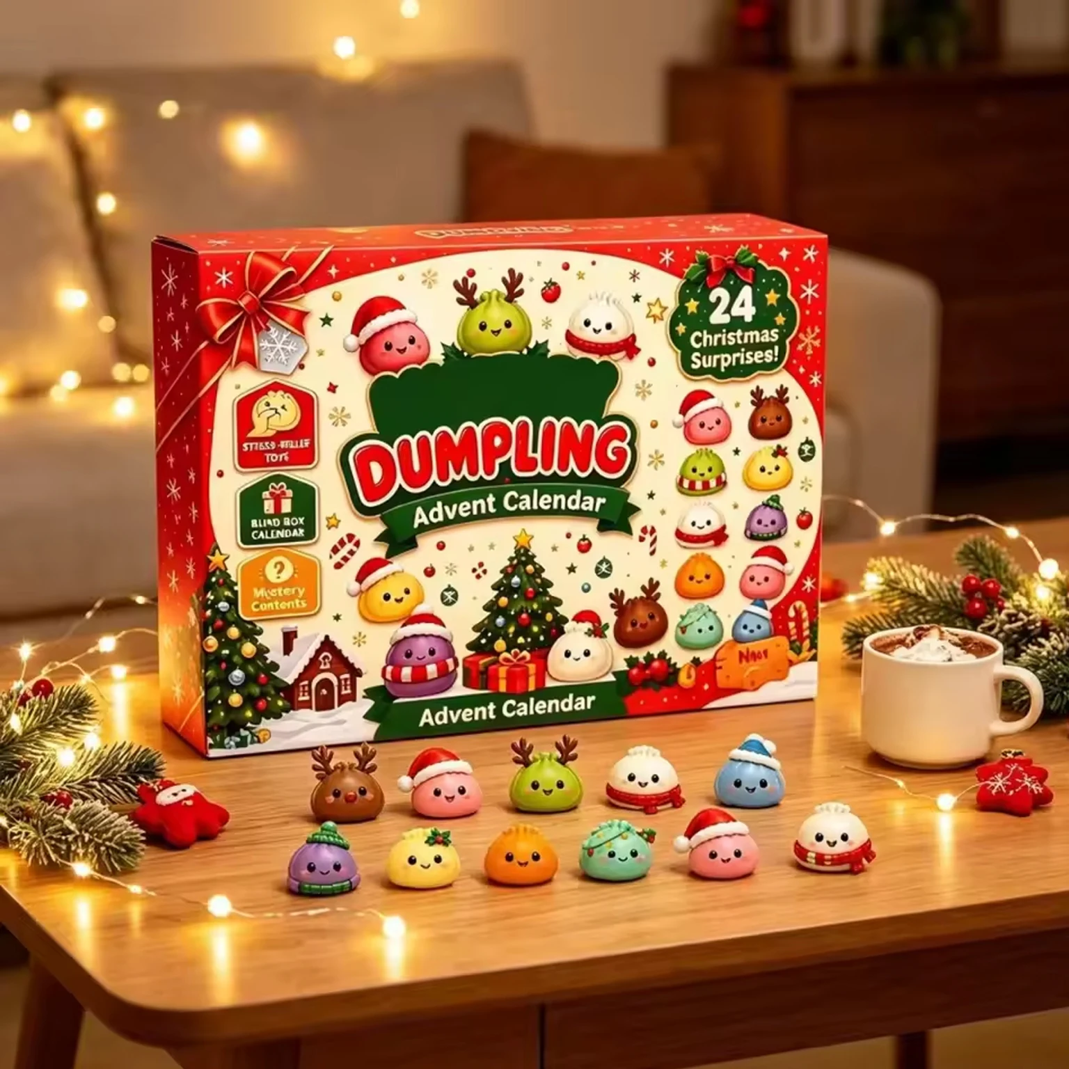 2026 Christmas Advent Calendar 24 Days Squishy Toys Dumpling Shape Slow Rising Squeeze Stress Relief Fidget Holiday Decor