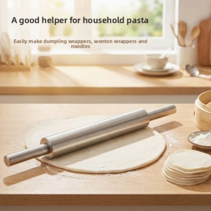 Stainless Steel Rolling Pin Heavy Duty Metal Dough Roller For Baking Pastry Pizza Pasta Cookie Bread Dumpling Kitchen Tool