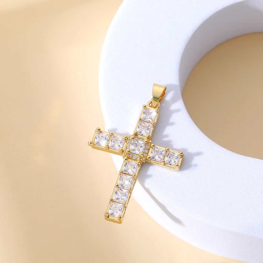 Juya 18 Karat echt vergoldeter religiöser Rosenkranz, christlich-katholisches Kreuz, Anhänger, Schmuckherstellung, Zubehör, Kunsthandwerk, böser Blick, Charms – Detail 8