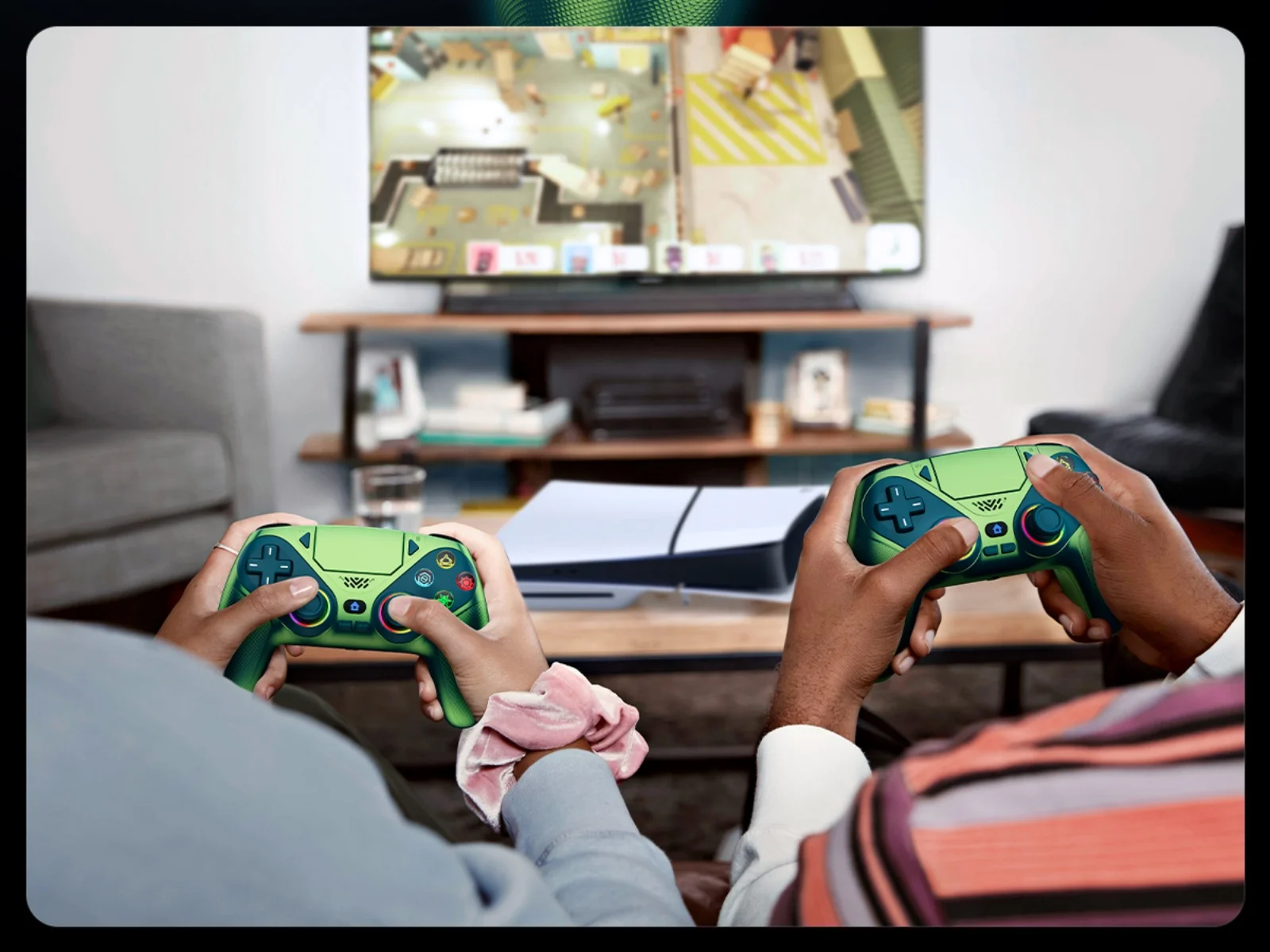 Controller für PS5/PlayStation 5 Pro/Slim/PC, kabellose Gamepads, RGB-Hall-Effekt, kein Drift, Spiel-Joystick mit Dual-Vibration, Marco/Turbo-Funktion – Detail 10