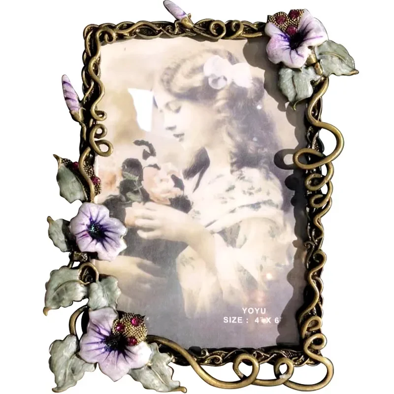 إطار صورة معدني مقاس 6/7 بوصة، إطار صورة رعوية أوروبية إبداعية لغسل الصور المخصصة لسطح المكتب إطار صورة جدار هان